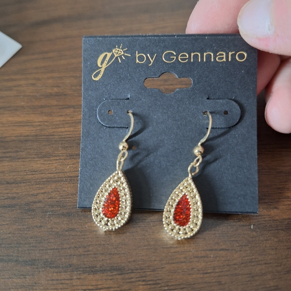 Gennaro hypoallergenic earrings gold and red